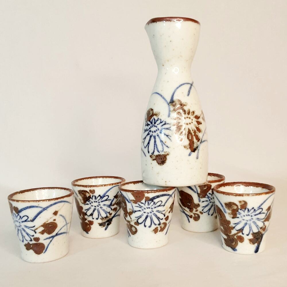 Vintage 70s or 80s Otigiri Merchantile Company Japanese Sake Set Six Piece